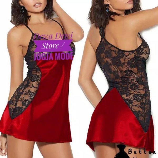 Lingerie Baju Tidur Merah Sexy Transparan Plus GString LFG2898R