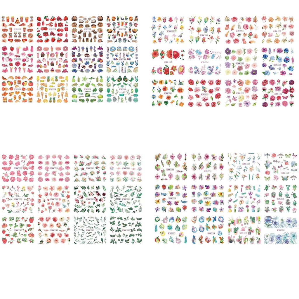 Preva Stiker Nail Art Bunga Alat Kecantikan Desain Peony Untuk Manicure Summer Dekorasi Kuku Stiker Kuku
