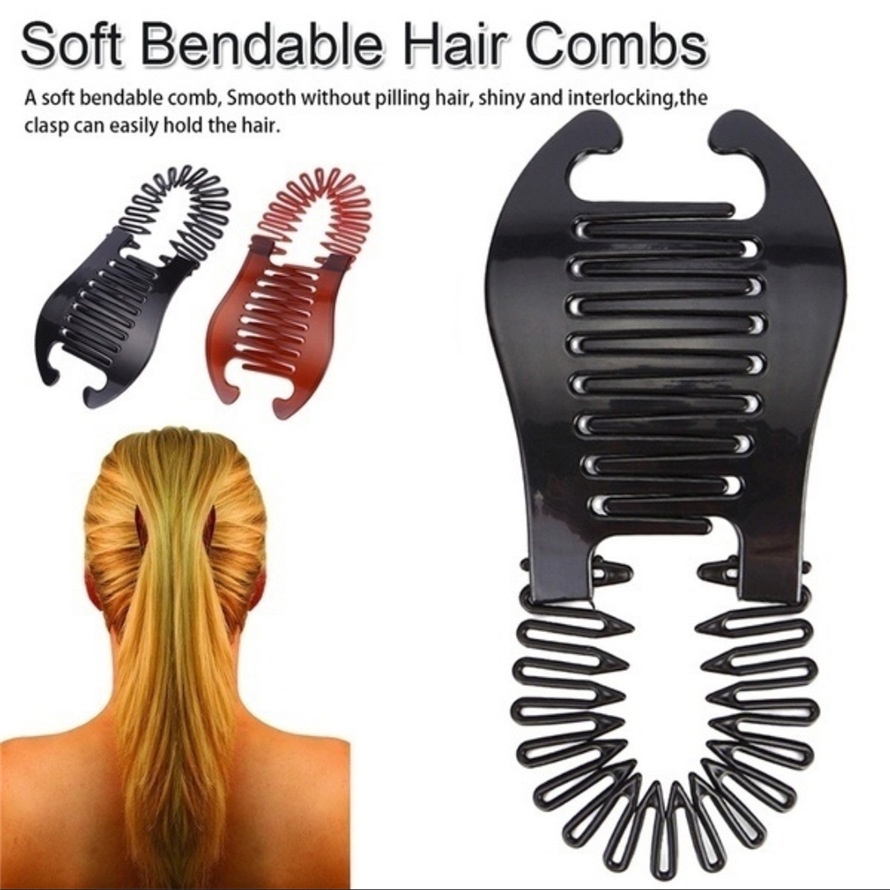 1Pc Popular Elastic Braided Fixed Ponytail Rice Flour Comb Holder For Women's