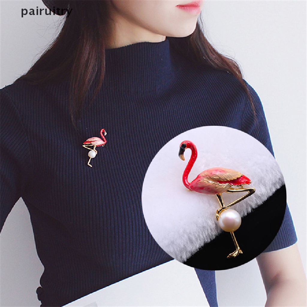 Prt Bros Pin Bentuk Burung Flamingo Untuk Aksesoris Dress / Mantel / Unisex PRT