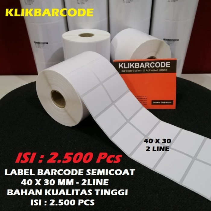 

PROMO LABEL BARCODE SEMICOAT 40 X 30 MM|4 x 3 CM|ISI : 2.500 PCS|KUALITAS OK MURAH