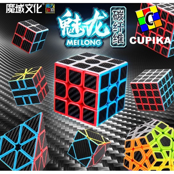 Rubik Moyu Meilong 3x3x3 Sticker Black Carbon Fiber 3x3 unik