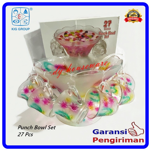 Mangkok Saji Es Buah Punch Bowl Set Cocktail Bowl Set Kaca 27 Pcs KIG