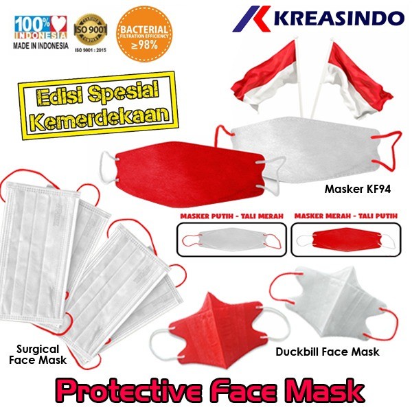 JSP Masker KF94 / Duckbill / Earloop Edisi Merah Putih Kemerdekaan