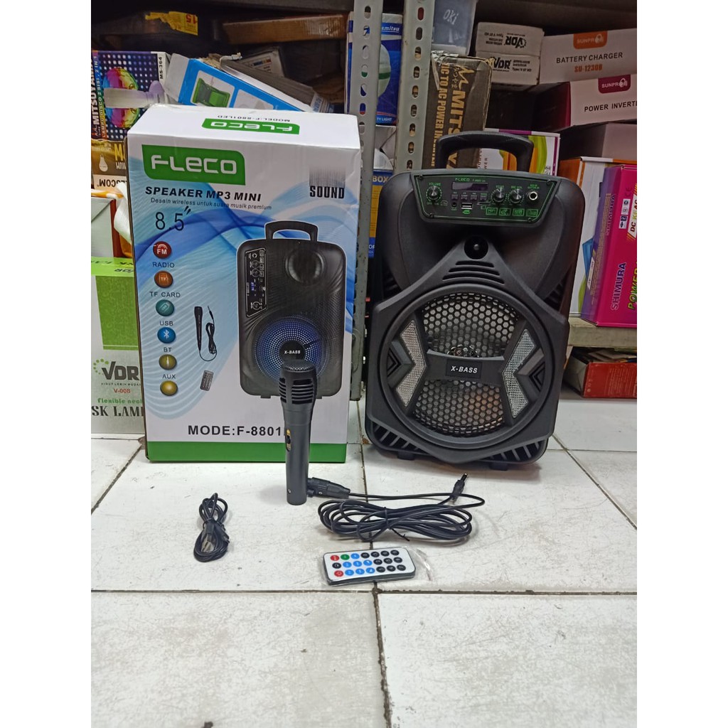 Speaker Bluetooth Karaoke Fleco F-8801-3 LED 8 5 Inch/Salon Karaoke Fleco/Speaker Fleco Bloetooth