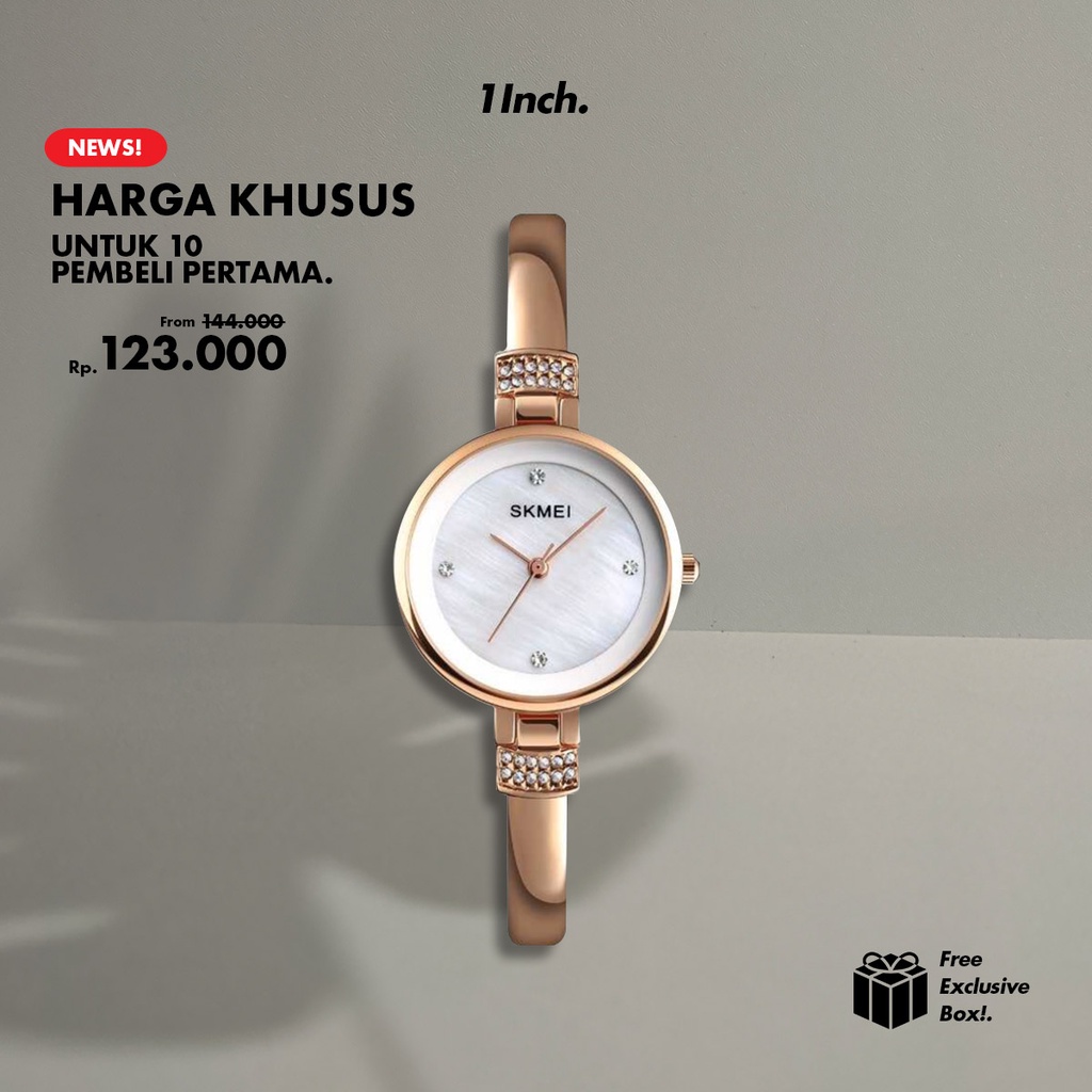 Gelang Jam Tangan Analog Serut Rantai Wanita SKMEI Cewek Wanita Simple Dial Santai Pria Unisex Anti 