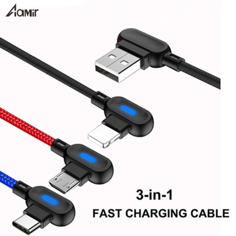 Aamir Kabel Data 3 in 1 Fast Charge Micro,Type-C, lightning USB