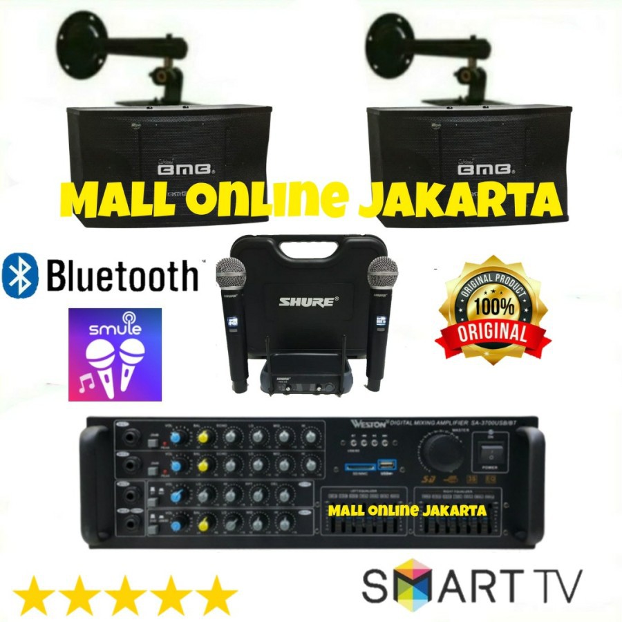 Paket speaker bmb 10 inch wireless karaoke audio sound system rumah