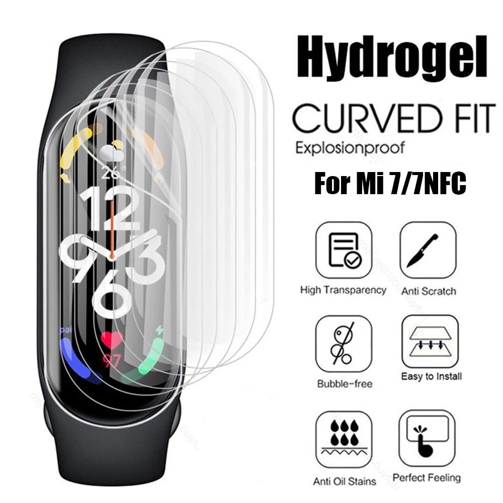 1pc Hydrogel Pelindung Layar Anti Gores Untuk Smartwatch Mi Band 7 / 7NFC / Full Coverage