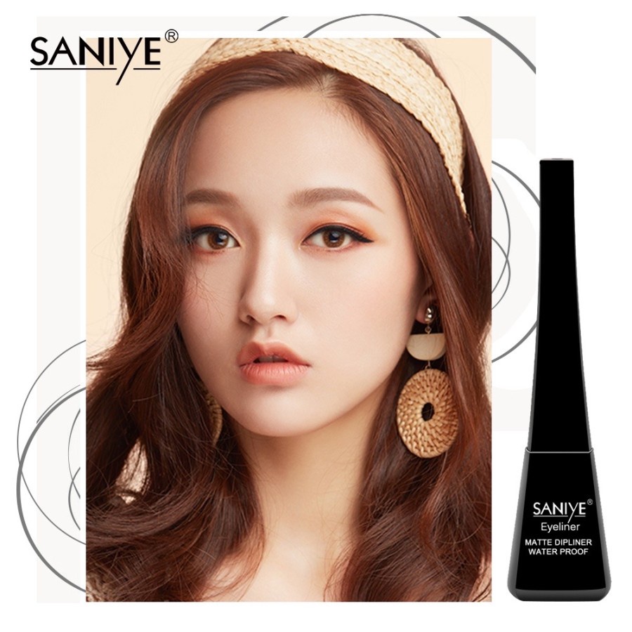 SANIYE M255 Eyeliner Cair Warna Cokelat Warna Hitam Matte Anti Air Quick Dry Liquid Eyeliner Gel