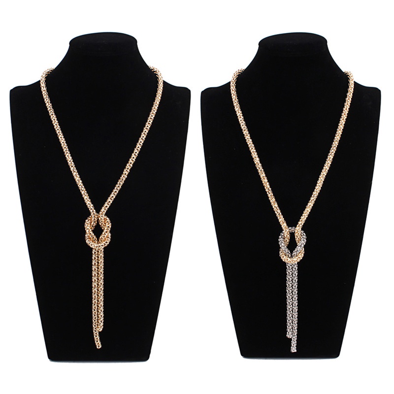 Women Fashion Simple Knotted Chain Choker Necklaces Female Bohemian Jewelry