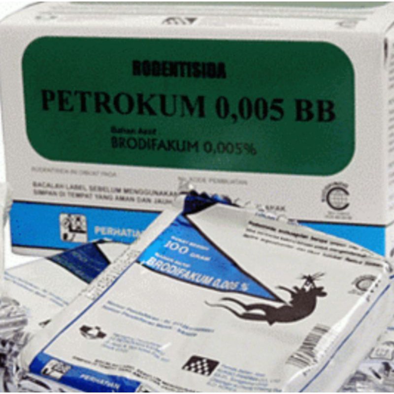 Racun Tikus PETROKUM 0,005BB 100Gr Tikus Mati Kering Tidak Berbau