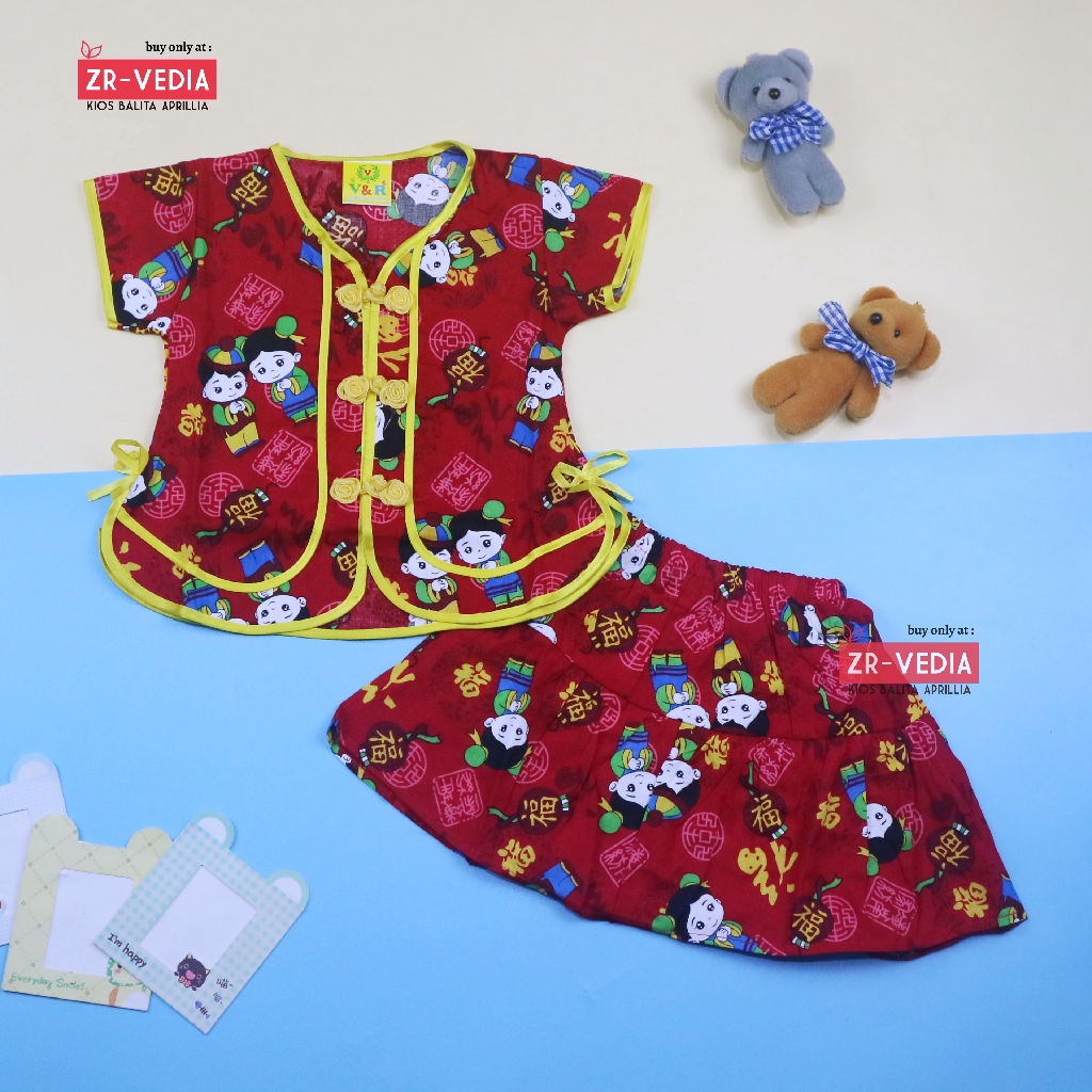 Setelan Sanghai uk Bayi / Baju Imlek Baby - Couple Anak Laki Anak Perempuan - Baju Chinese Set Merah