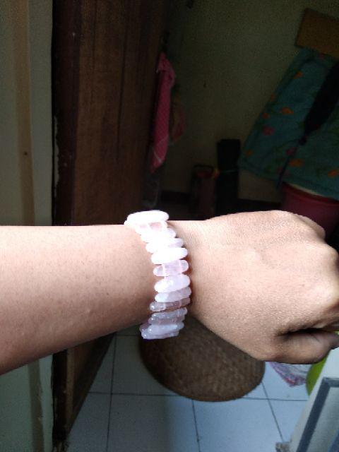 Gelang Terapi Kesehatan Batu Rose Quartz Model Pagar