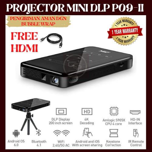 Projector DLP P09-II Mini DLP Proyektor 4K HD 50ANSI Lumens 1GB / 8GB