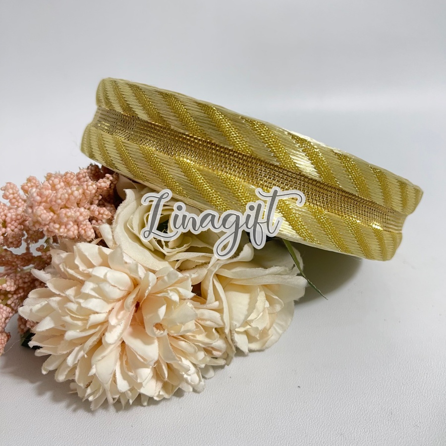 ( Rol 25 Yard ) PITA KAIN METALIK 1 INCH / 2.5 CM TAIWAN IMPORTED - GIFT RIBBON PITA KADO 1 IN RED / YELLOW / GOLD DOUBLE SIDE / 2 SISI EXCLUSIVE ELEGANT - KADO SOUVENIR LEBARAN SELAMAT IDUL FITRI HAPPY EID MUBARAK