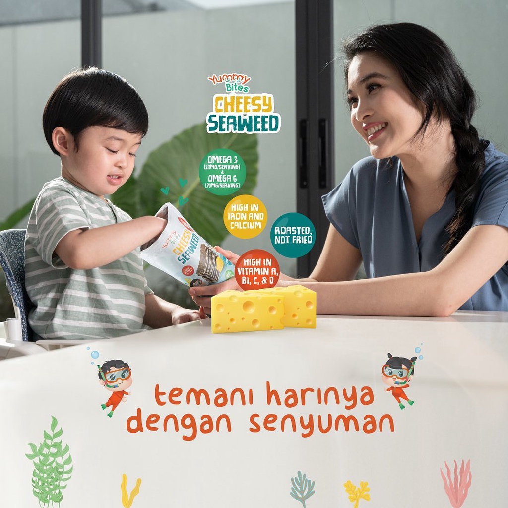 Yummy Bites Cheesy Seaweed 20 gr cemilan Snack Anak 1y+ 1 tahun 12m Rumput Laut