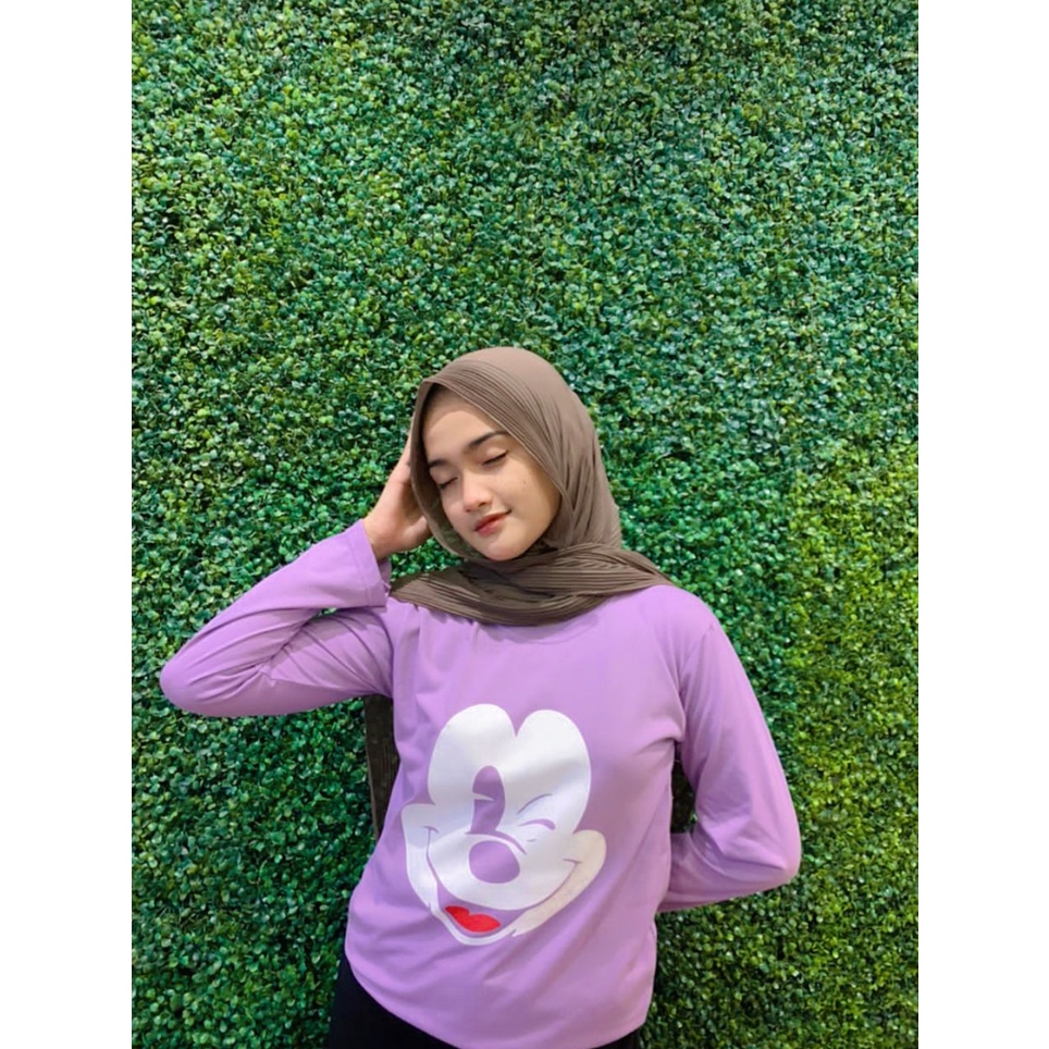 Kaos Panjang Wanita Big Size Lilac Kaos Tangan Panjang Jumbo