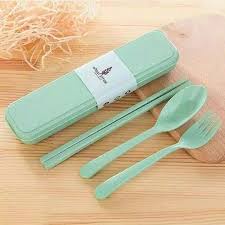 Promo Set Sendok Sumpit Garpu Jerami Cutlery Set Alat Makan Travelling perlengkapan traveling-Vegasus Store(COD)