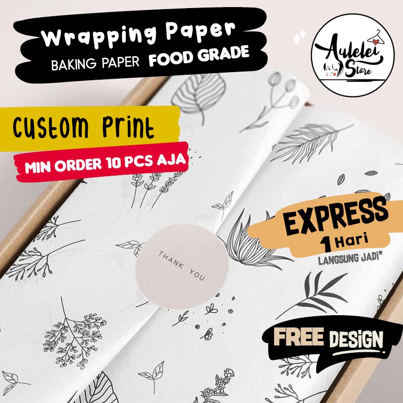 

(BEST SELLER)(INSTANT/SAMEDAY)Wrapping Paper CUSTOM Paket Olshop/ Kertas Roti/Kertas Pembungkus /Paper Wrap/Baking Paper parchment