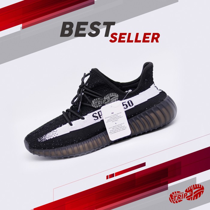 SEPATU SNEAKERS YEEZY BOOST 350 BLACK WHITE OREO MIRROR