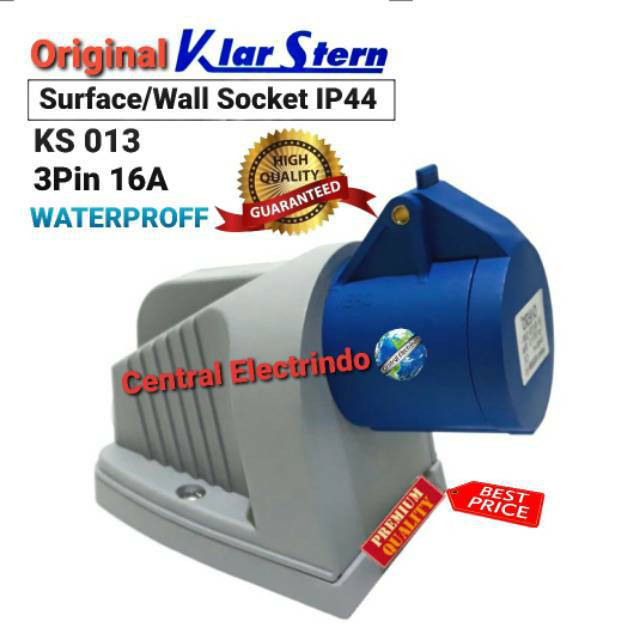 Surface Mounting Wall Socket 3Pin 16A (KS 113) KlarStern High Quality.