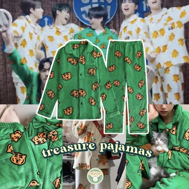 [ready stock] TIGER PAJAMAS | baju tidur piyama warna hijau fluffy trejo motif tiger harimau