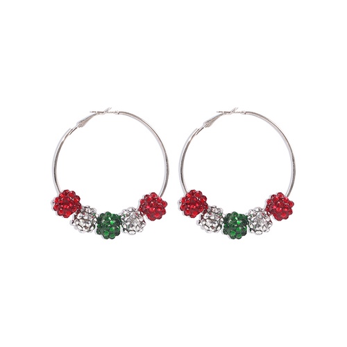 LRC Anting Tusuk Fashion Color Christmas Alloy Diamond P28969