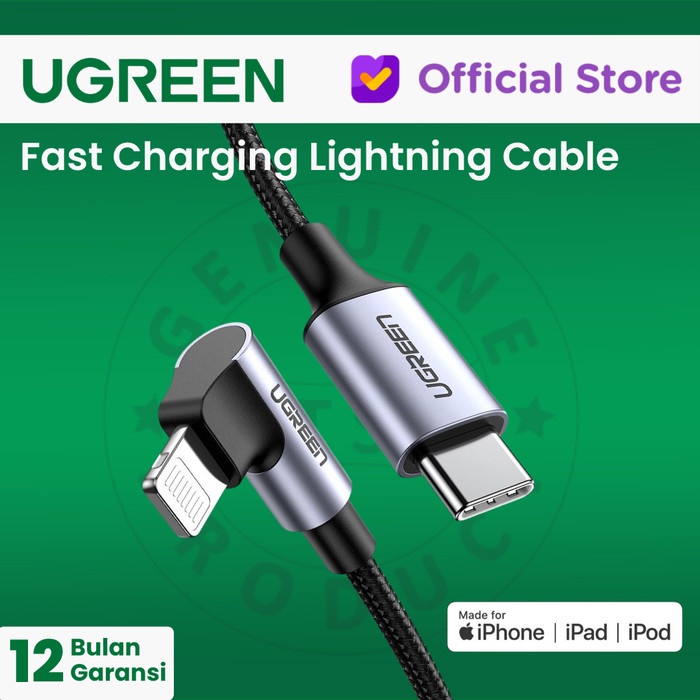 UGREEN Lightning 90° To USB-C Nylon Braided - US305