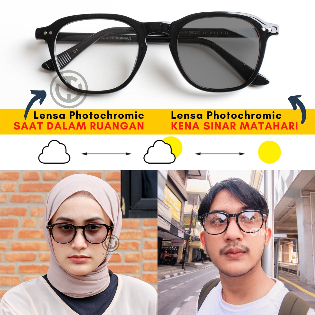 Frame Kacamata UNIKA HITAM GLOSSY | Kacamata Photochromic Anti Radiasi Blueray Bluechromic