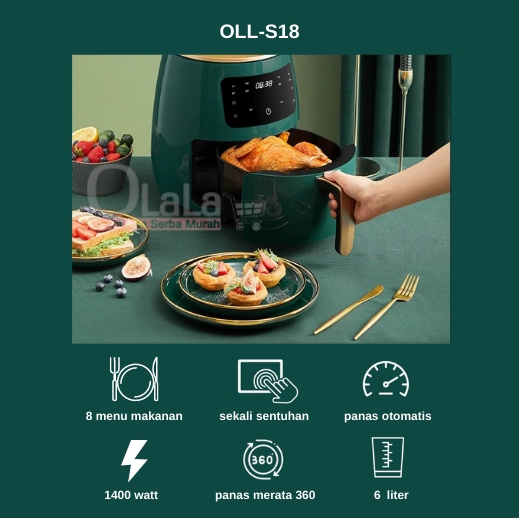 Air Fryer 6L Mesin Penggoreng Tanpa Minyak OLL-S18-6L