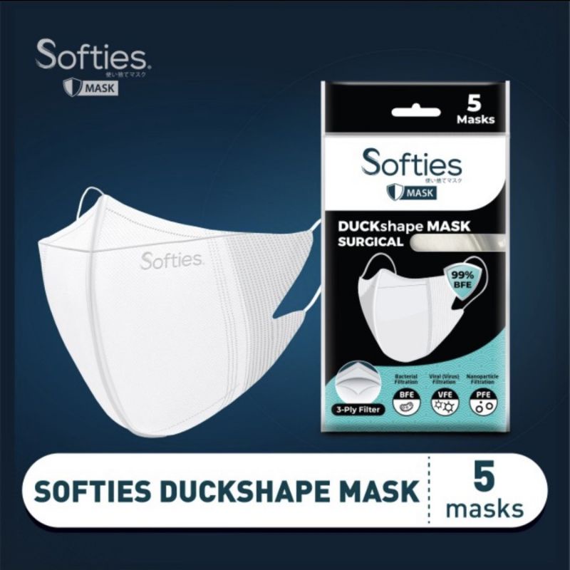 Softies duckshape mask surgical 3ply, isi 5 pcs