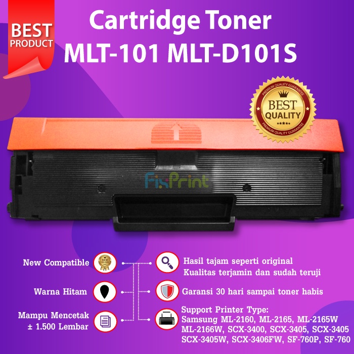 Cartridge Toner MLT-101 D101 MLT101 Compatible Printer Samsung ML-2160 2165 2165W SCX-3405W SF-760P