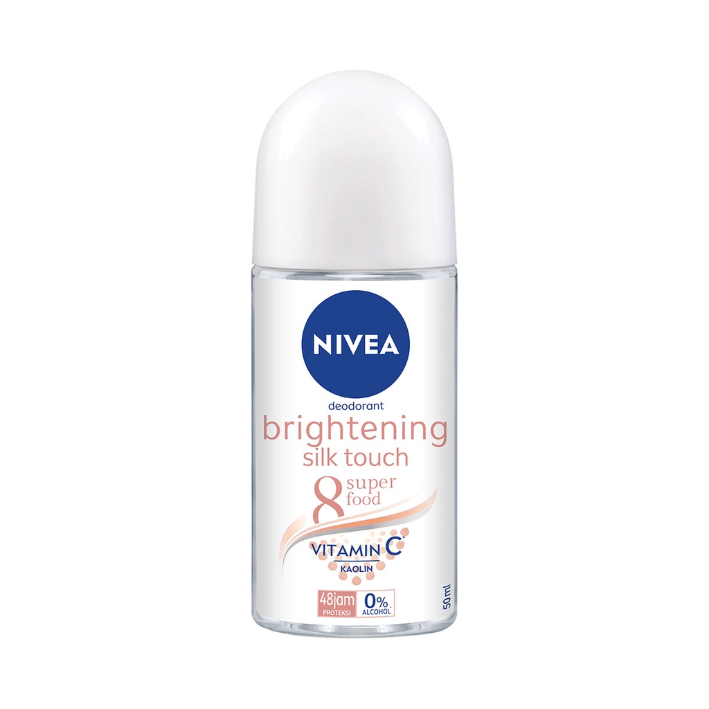 NIVEA Deodorant Roll On Brightening Silk Touch 50ml - Mencerahkan &amp; kulit ketiak halus seperti sutra