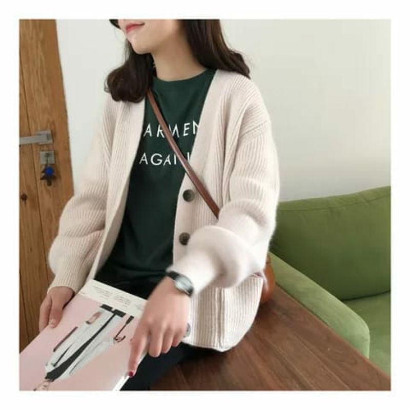 Cardigan rajut  wanita Sweater polos ovesize korean style jumbo