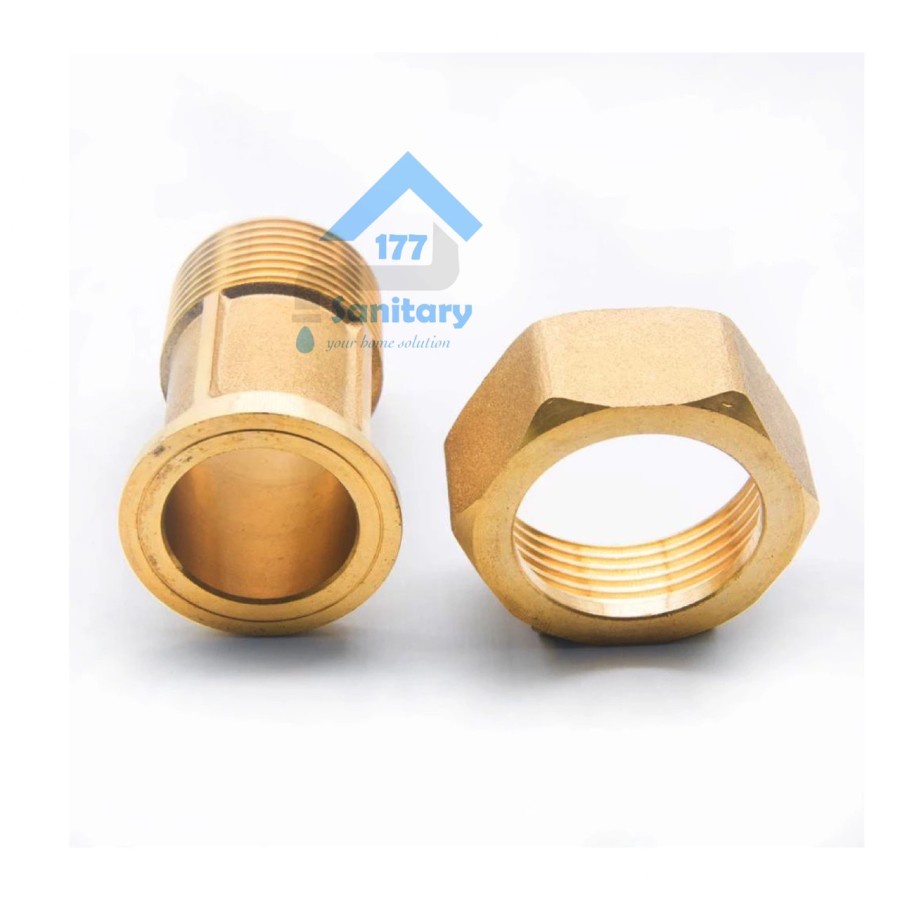 Sok Sambungan Pipa Kuningan GJ901 - Nepel Fitting Sock pipe Connecto Brass Naple 3/4inch ke 1/2inch