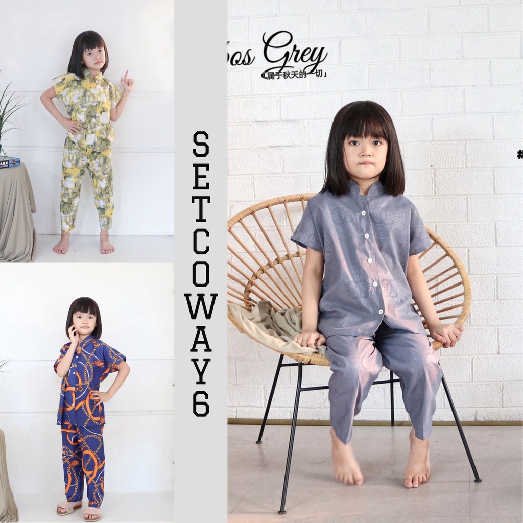 IZANY Piyama Set Coway Anak Size 6 / 8 / 10 Embos