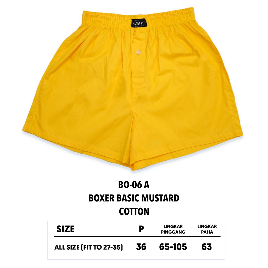 SANVANINA Celana Boxer Unisex Polos Basic Mustard | Celana Santai | Celana Pendek | Boxer Mustard BO-06A