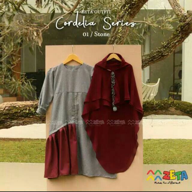 Gamis set jilbab anak Cordelia series Stone by Zeta Outfit