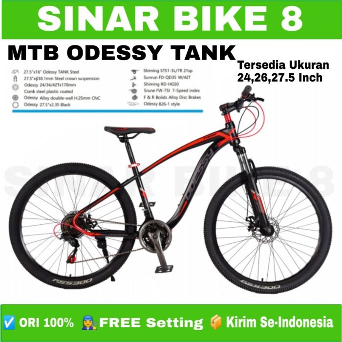 Sepeda Gunung MTB ODESSY TANK Steel Frame UK. 27.5 &quot; Inch -21 Speed