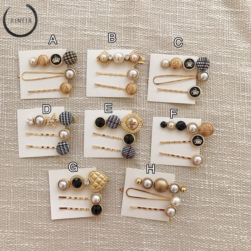 【8 Groups】Korea Ins Wind Pearl Edge Clip Pearl Hairpin Sweet Wind Bangs Clip Set Hairclip