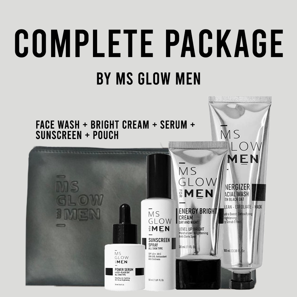 MS Glow Men Paket Basic Complete Skincare Pria Ms Glow For Men Original BPOM Free Pouch / Paket Ms Glow Men Paket Perawatan Wajah