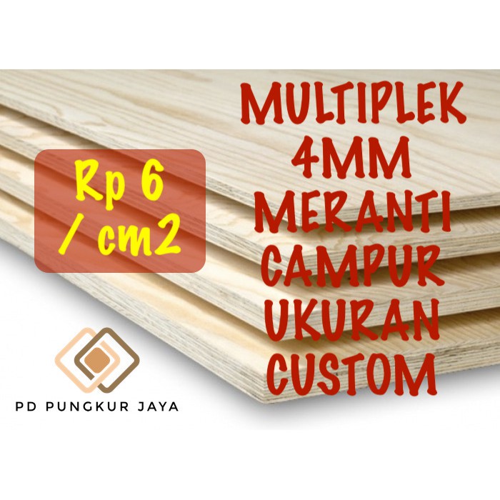 TRIPLEK / MULTIPLEK 4MM MERANTI CAMPUR UKURAN CUSTOM