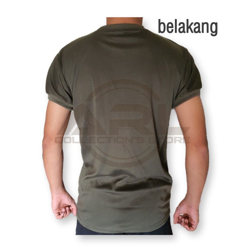 kaos polos pendek hijau army/kaos daleman pdu tni/kaos t-shirt kerah pendek polos