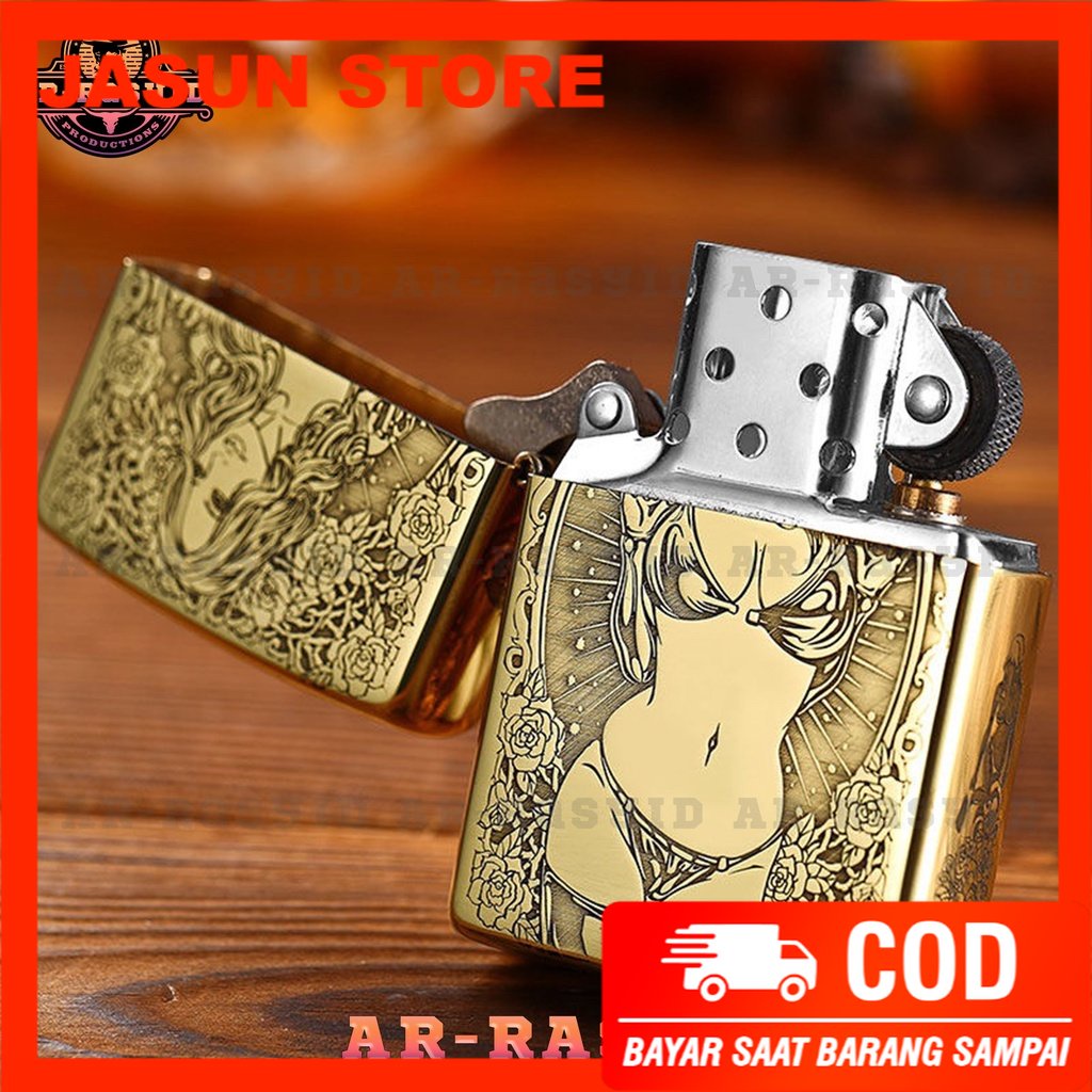 Korek Api Minyak Zippo Gold Ukir Motif Zippo Beauty Women 168 3962-7