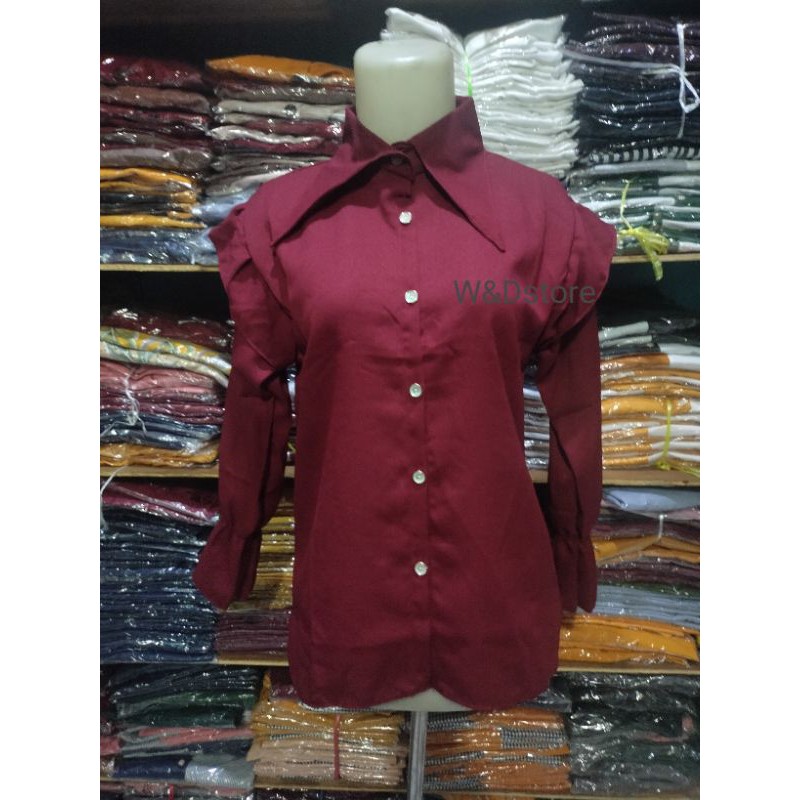 Kemeja Polos Wanita Atasan Blouse Casual model Andin Bahan Moscrepe