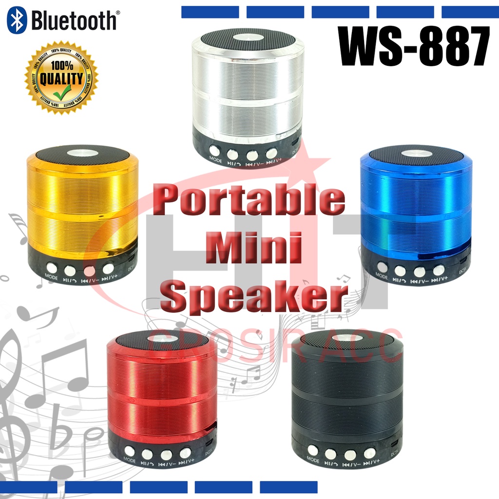 Speaker Bluetooth WS-887 PORTABLE Wireless WS887 STEREO SUPER BASS