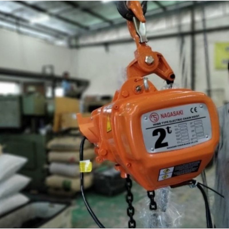 Jual NAGASAKI Electric Chain Hoist 380 Volt Kapasitas 2Ton Rantai 1 Jalur Chain 15 meter