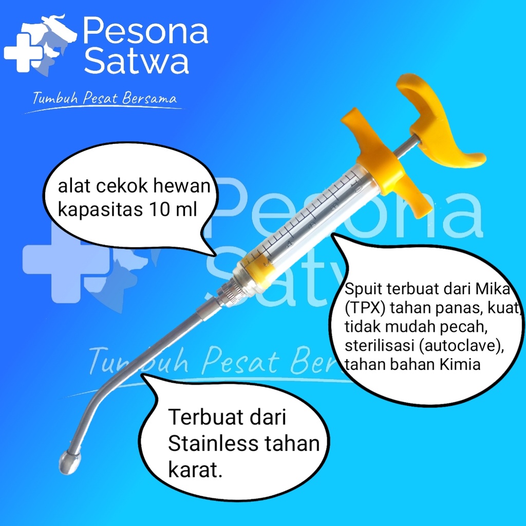 Alat Cekok 10ml -Spuit Mika Gil 10ml dengan Needle Drencher-