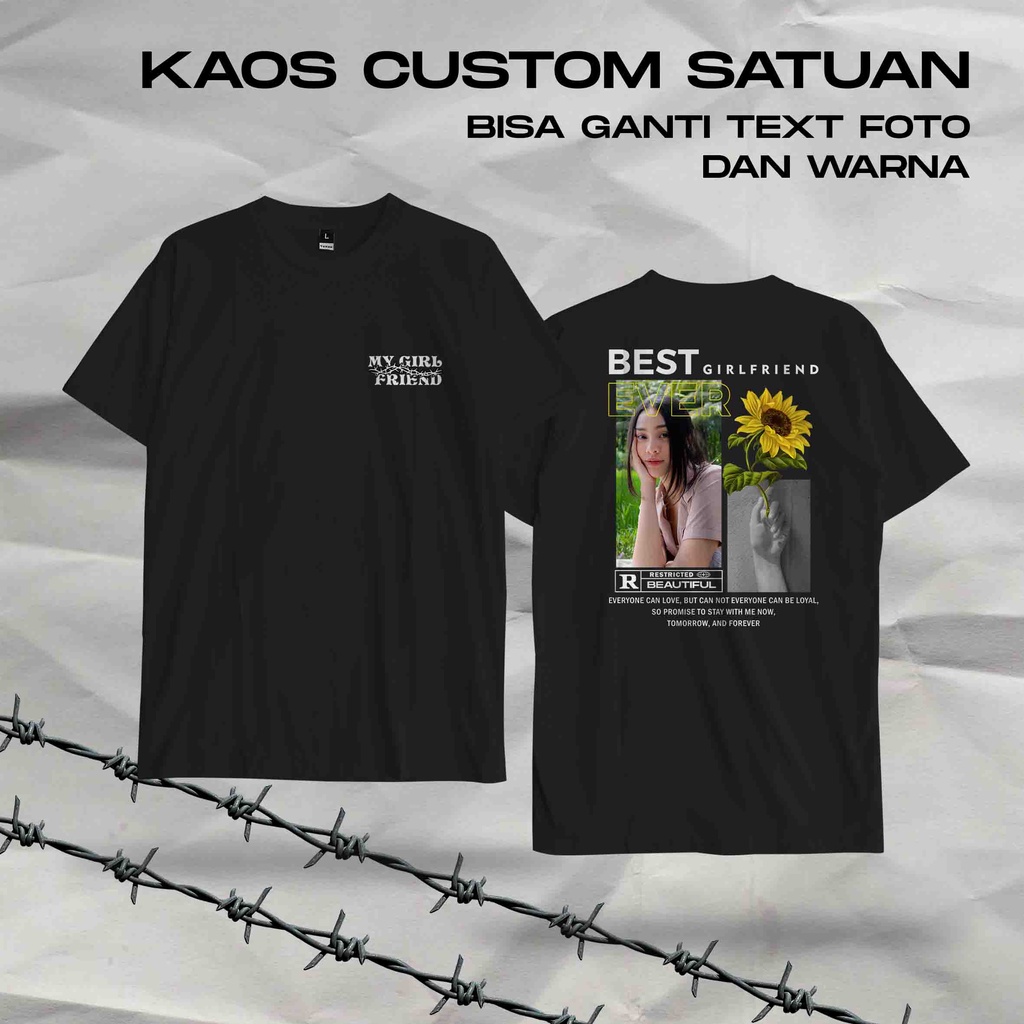 Kaos Tshirt Baju Sablon Custom Aesthetic Satuan Vol.4 Bisa Pakai Foto Nama Desain Kamu Sendiri Stree